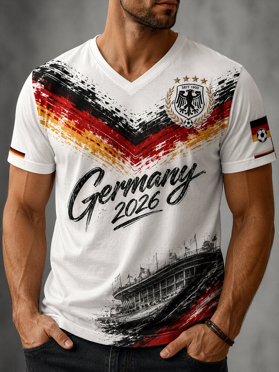 Herren-Fußball-V-Neck-T-Shirt aus Deutschland