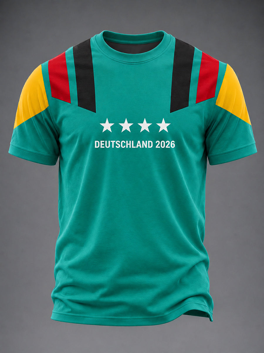 Herren Deutschland Fußball Fan 2026 Bedrucktes T-Shirt