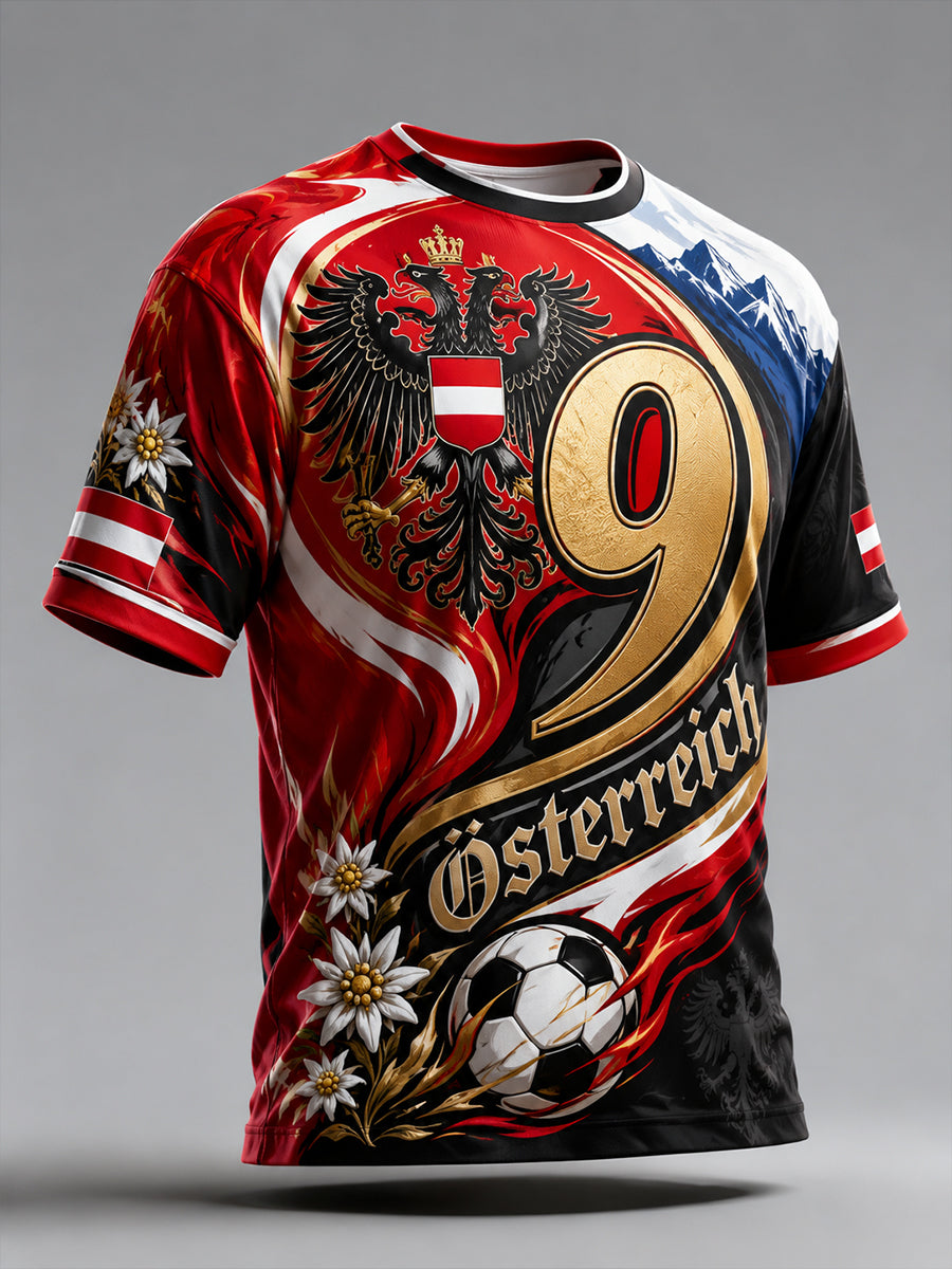 Herren österreich isches Fußballspiel Jubelelement Kunstdruck T-Shirt