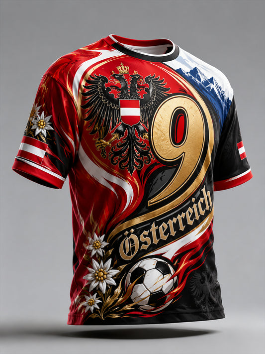 Herren österreich isches Fußballspiel Jubelelement Kunstdruck T-Shirt