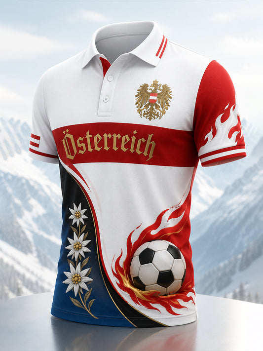 Herren Österreich isches Fußballspiel Jubelelement Kunstdruck Polo Shirt