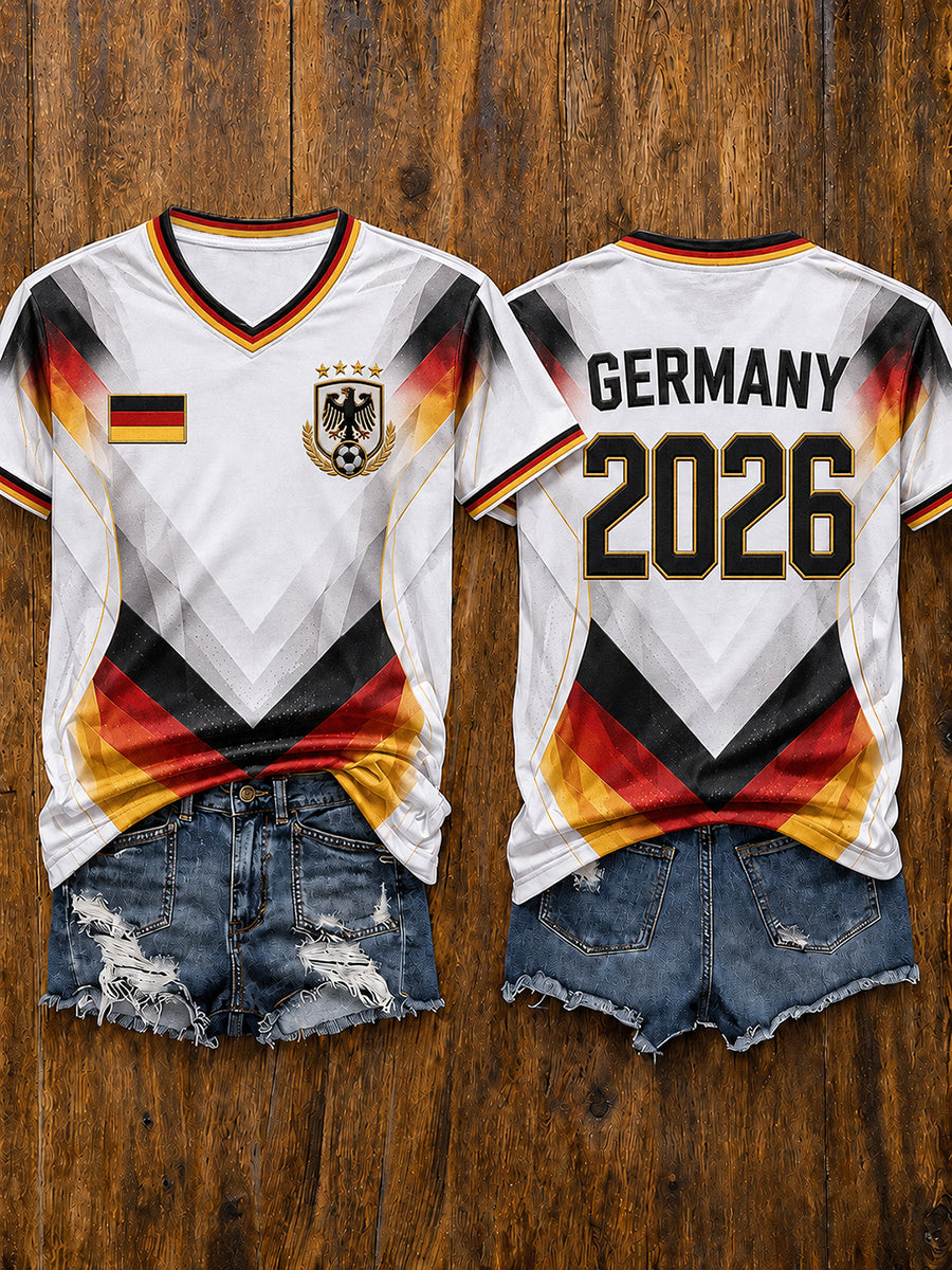 Damen-Fußballfan-T-Shirt mit kurzen Ärmeln, Deutschland 2026