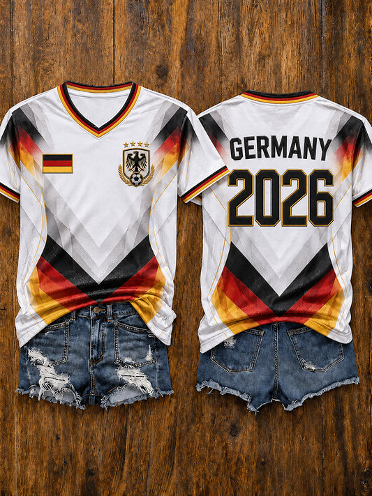 Damen-Fußballfan-T-Shirt mit kurzen Ärmeln, Deutschland 2026