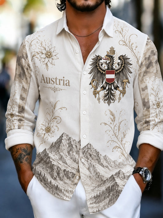 Herren Österreich isches Berg Edelweiss Flag Print Shirt