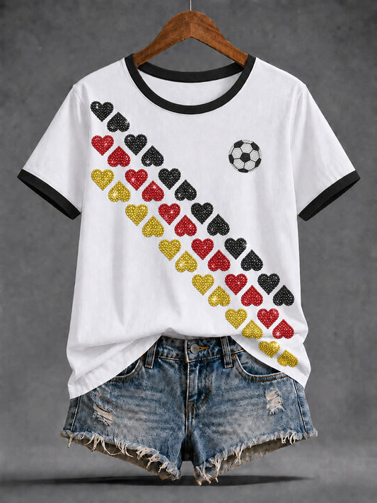 Damen-Freizeit-T-Shirt mit sommerlichem Fußball-Print