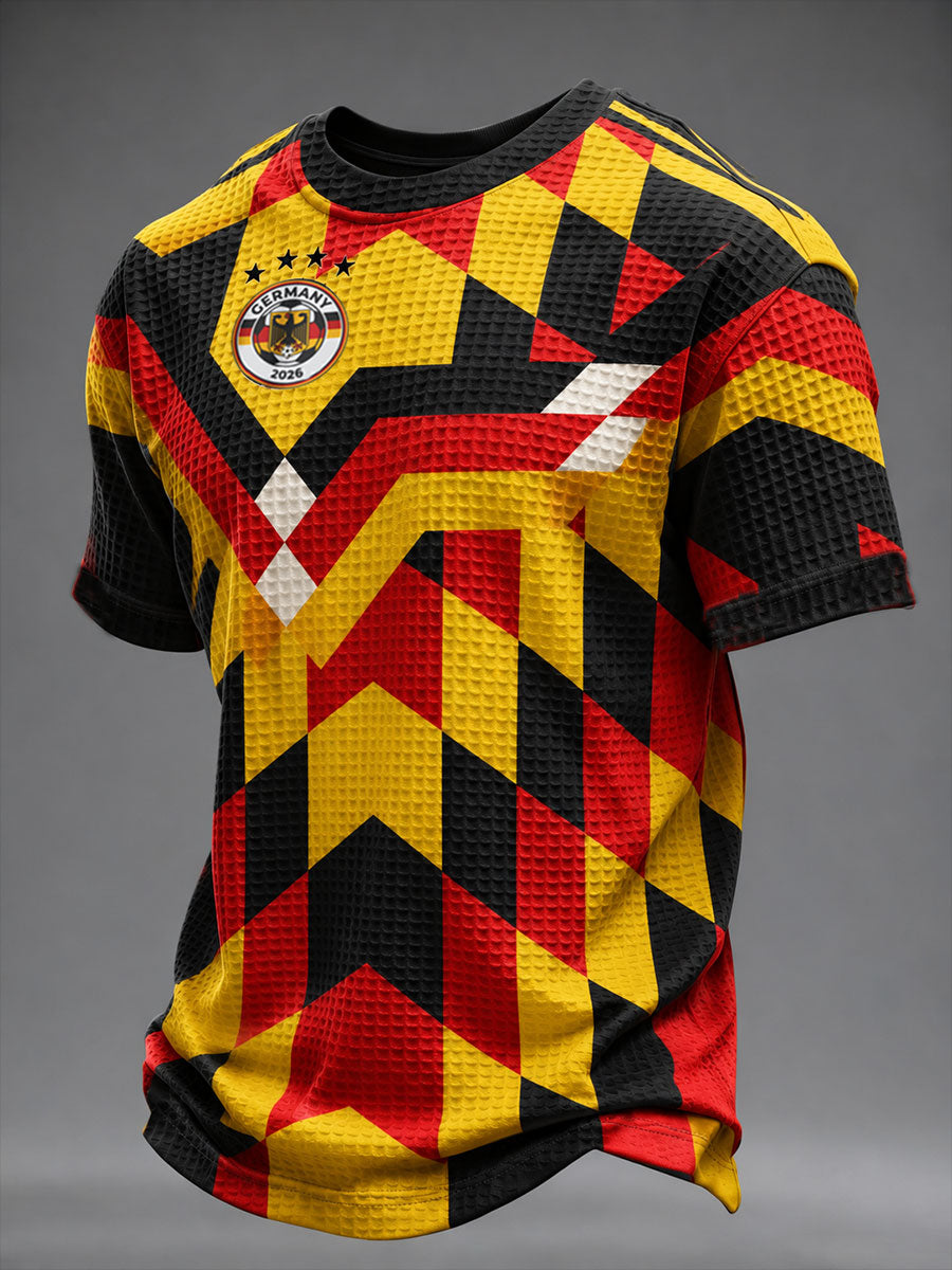 Männer deutsche Fußball Waffel kurze Ärmel T-Shirt