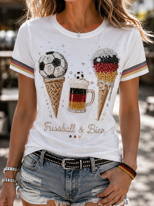 Damen-Fußball-T-Shirt aus Deutschland mit kurzen Ärmeln