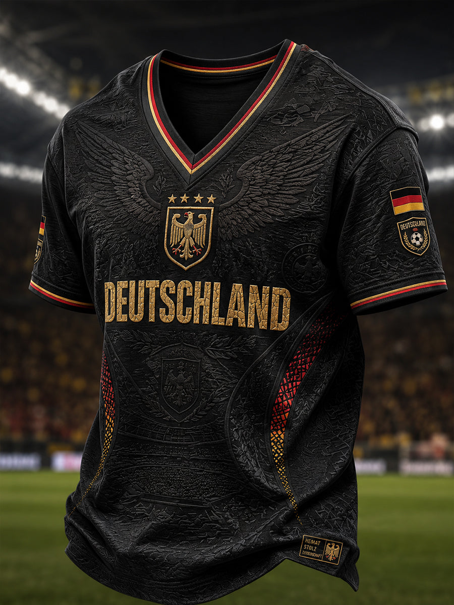 Herren-Fußball-V-Neck-T-Shirt aus Deutschland