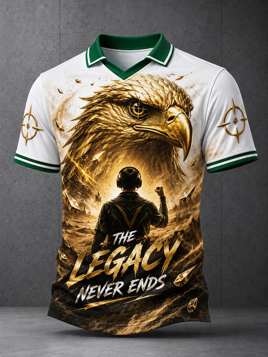 Herren-E-Sport-Feier-Print-Poloshirt mit kurzen Ärmeln