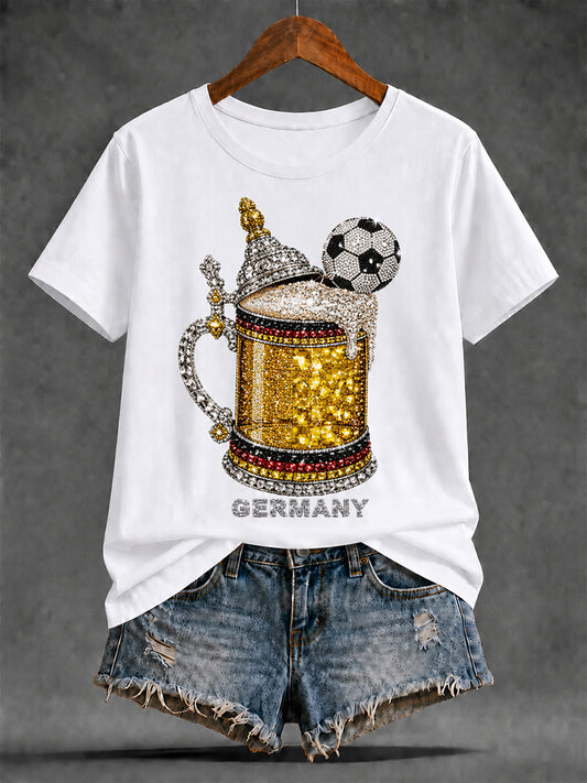 Damen-Artprint-T-Shirt mit kurzen Ärmeln, Deutschland-Design
