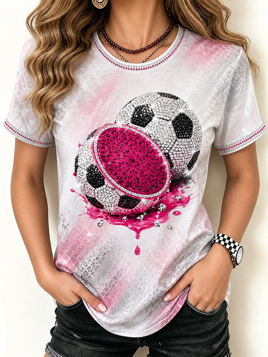 Frauen Sommer Obst Fußball Kunst Design T-Shirt