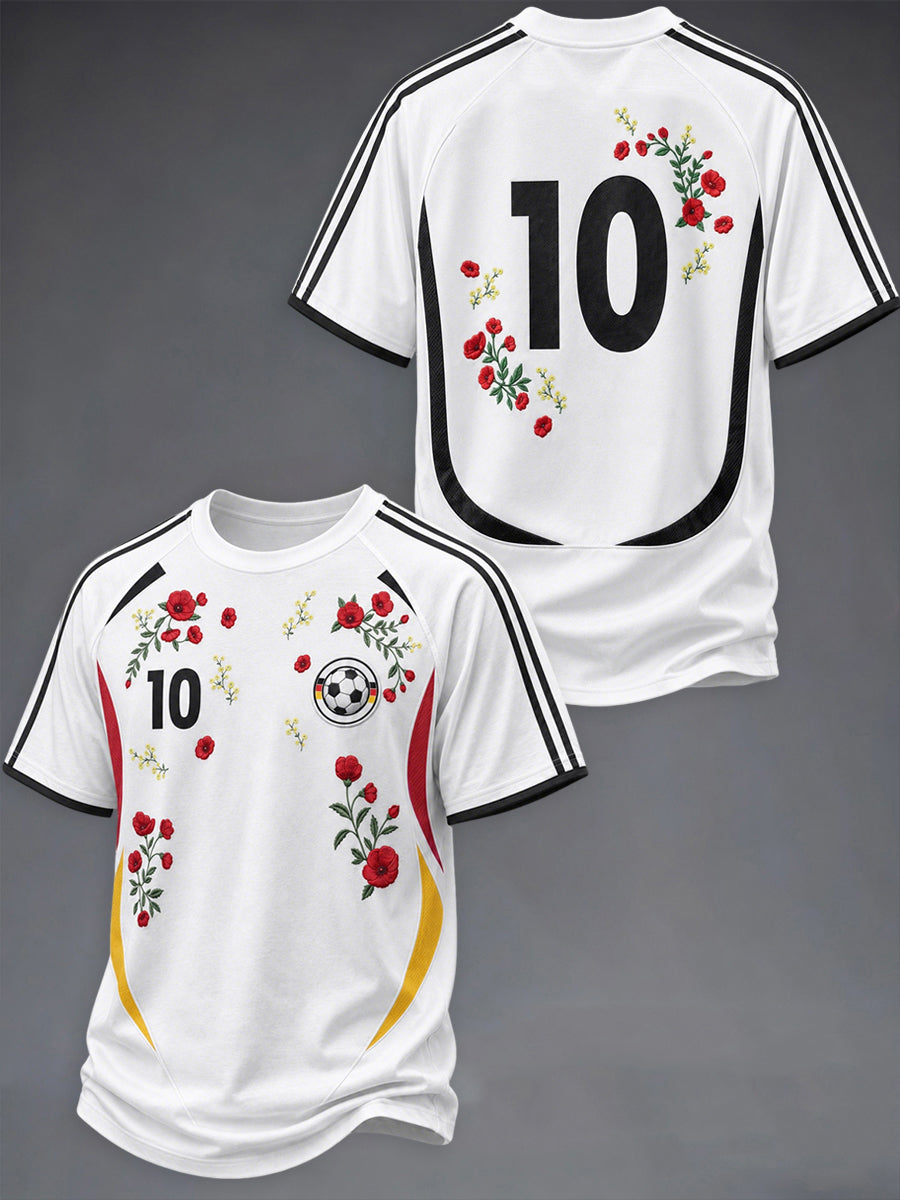 Kurzarm-T-Shirt für Herren im Jersey-Stil mit Blumen druck