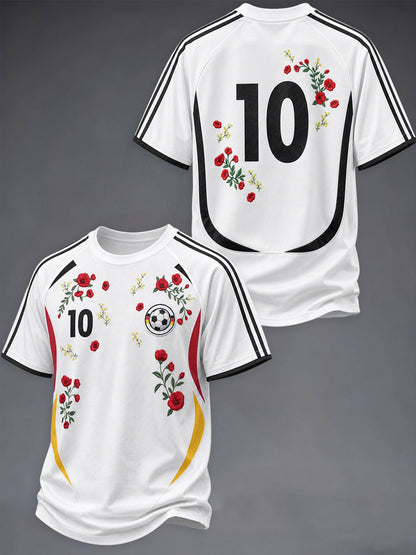 Kurzarm-T-Shirt für Herren im Jersey-Stil mit Blumen druck