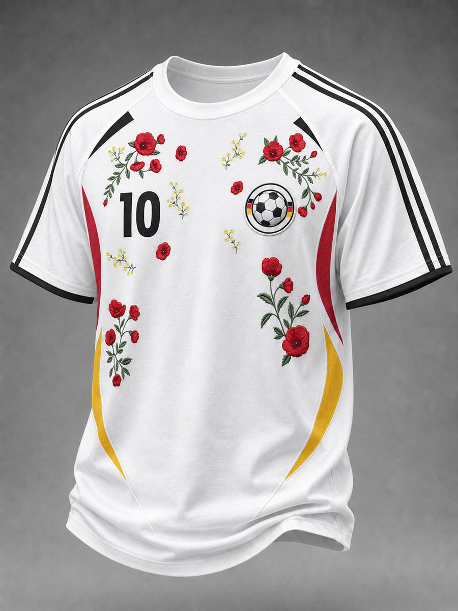 Kurzarm-T-Shirt für Herren im Jersey-Stil mit Blumen druck