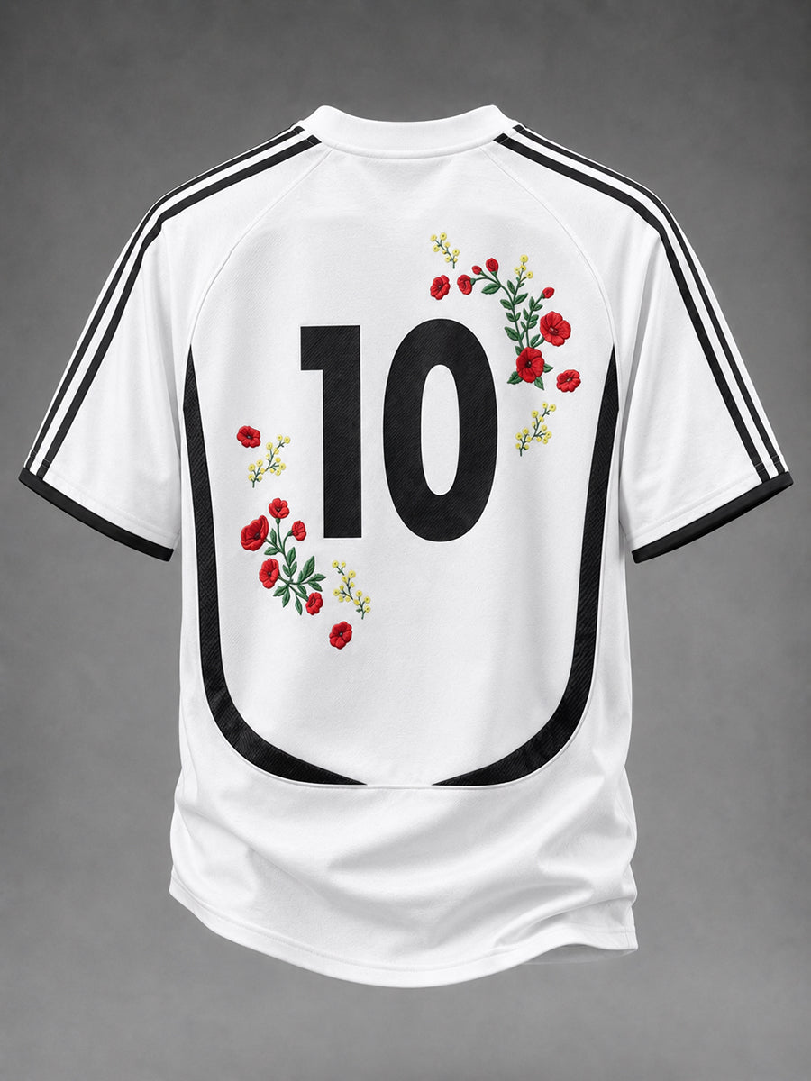 Kurzarm-T-Shirt für Herren im Jersey-Stil mit Blumen druck