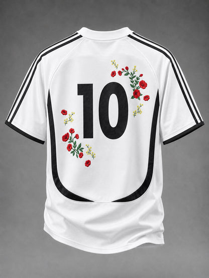 Kurzarm-T-Shirt für Herren im Jersey-Stil mit Blumen druck