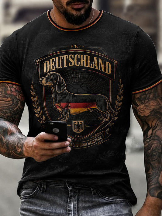 Herren Dackel bedrucktes T-Shirt