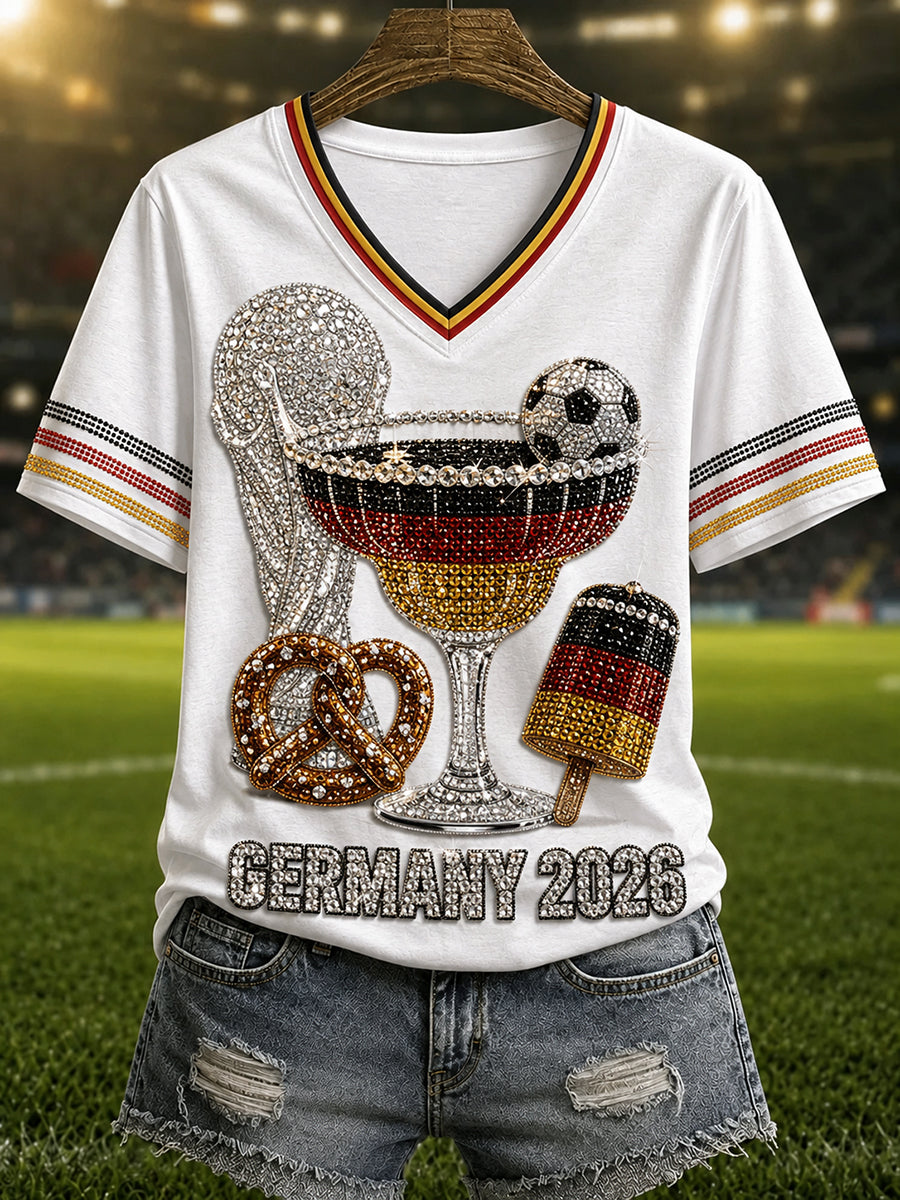 Damen-Fußball-V-Ausschnitt-T-Shirt in Deutschland