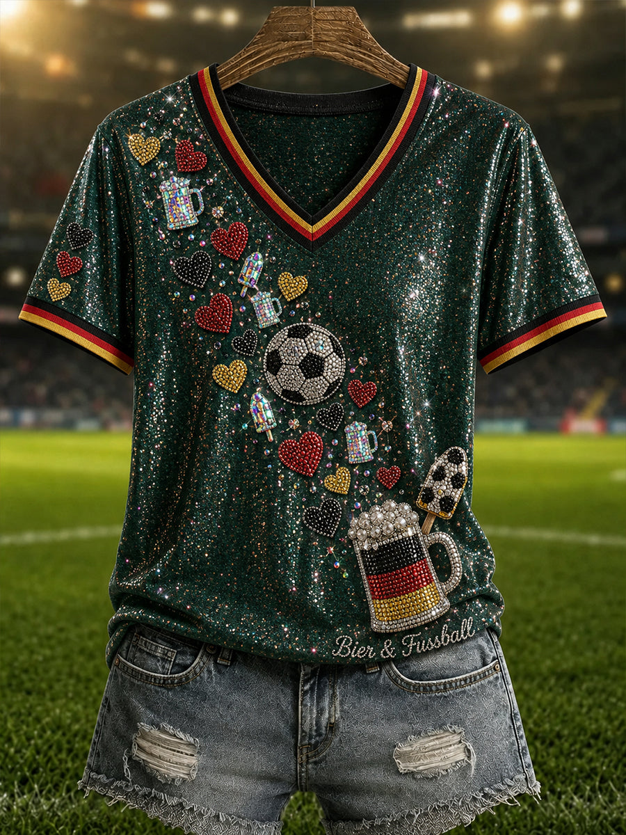 Damen-Fußball-V-Ausschnitt-T-Shirt in Deutschland