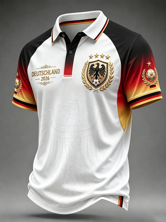 Männer Deutschland Footabll Kunstdruck Polo Shirt