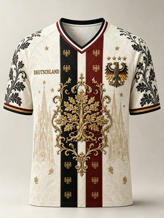 Männer Deutschland Footabll T-Shirt mit V-Ausschnitt