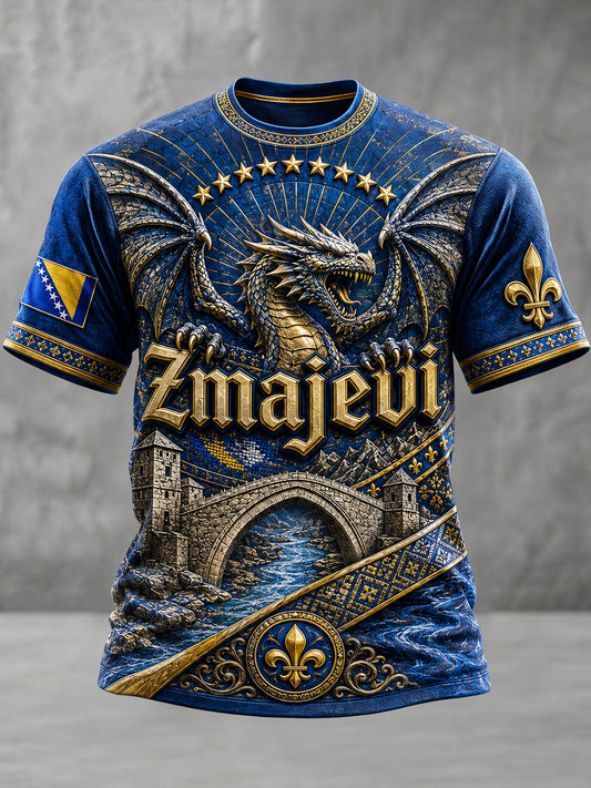 Herren-Fußballfan-T-Shirt mit Drachenmotiv ZMAJEVI aus Bosnien