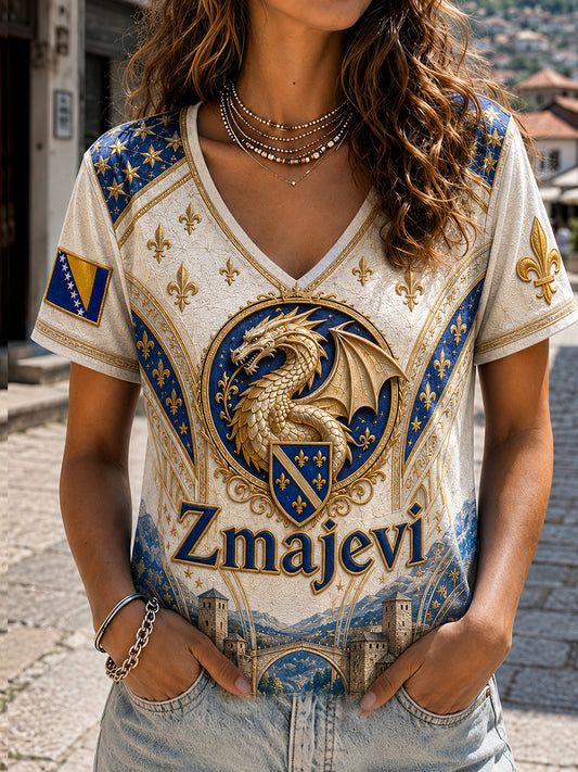 Damen-T-Shirt mit Drachenmotiv ZMAJEVI, bosnischer Fußball-Liebhaber, bedruckt