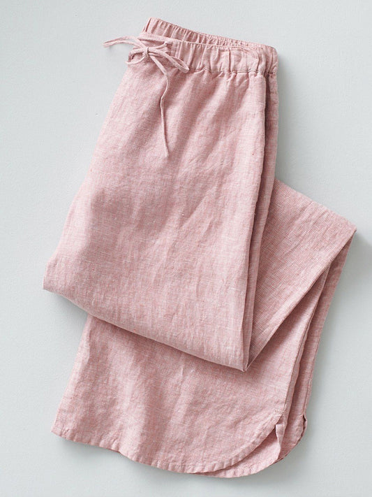 Einfache einfarbige Leinen hosen für Damen