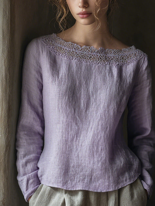 Elegantes Spitzen-Latzhemd aus Leinen für Damen