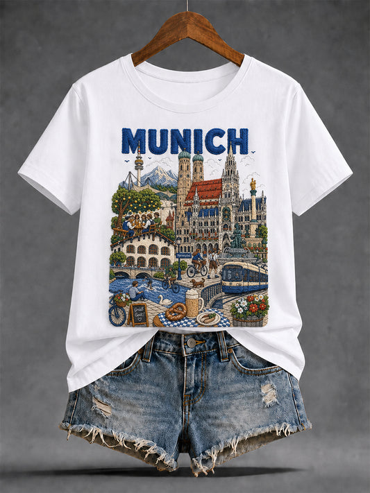 Damen-T-Shirt mit Städtegrafik, Deutschland