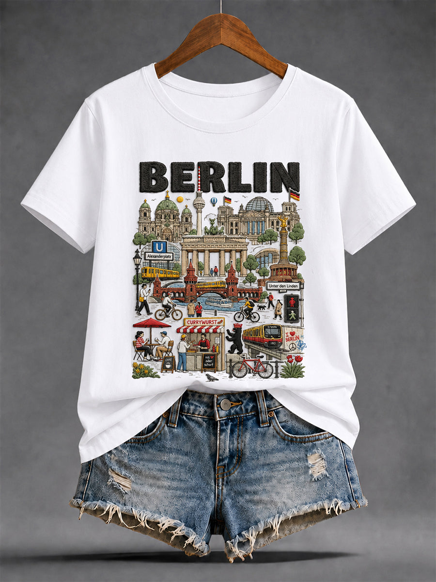 Damen-T-Shirt mit Städtegrafik, Deutschland