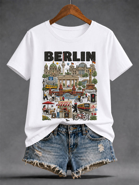 Damen-T-Shirt mit Städtegrafik, Deutschland