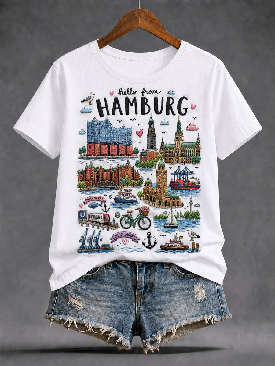 Damen-T-Shirt mit Städtegrafik, Deutschland