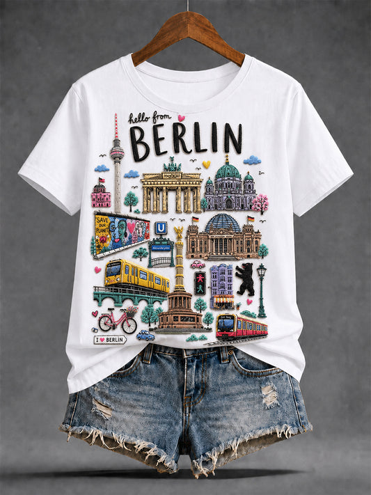 Damen-T-Shirt mit Städtegrafik, Deutschland