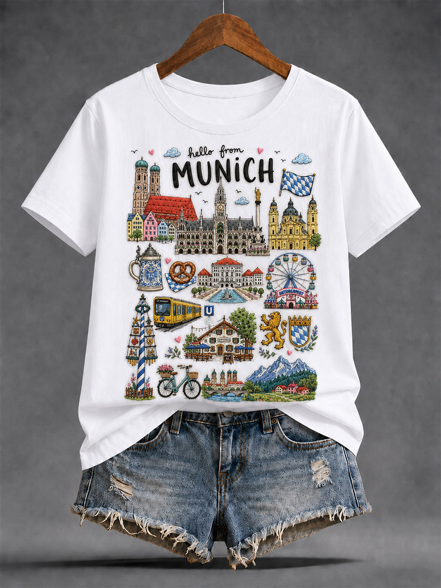 Damen-T-Shirt mit Städtegrafik, Deutschland