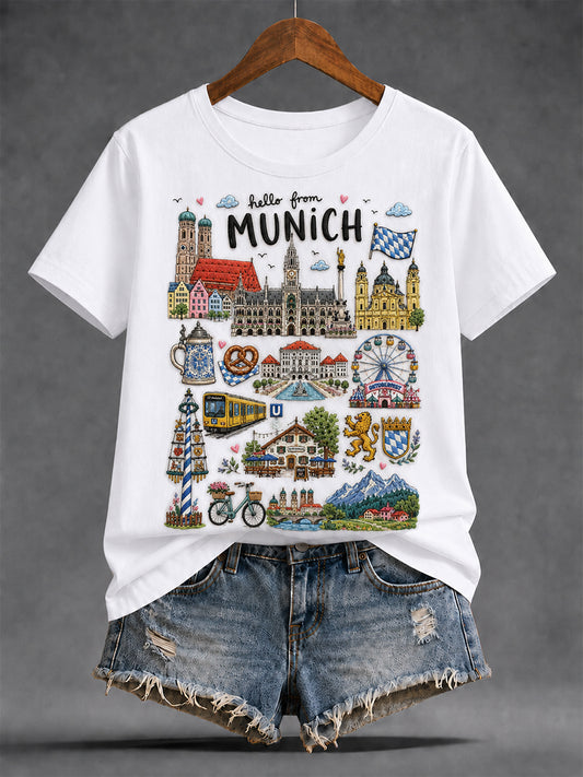 Damen-T-Shirt mit Städtegrafik, Deutschland