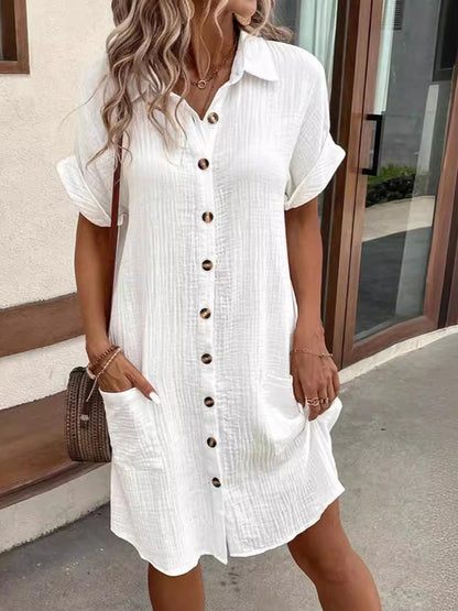 Damen lässiges elegantes mittellanges Hemd kleid