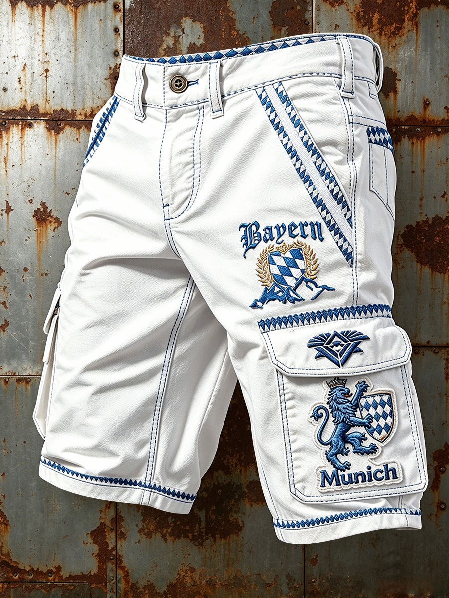 Herren-Shorts in Weiß, bayerisch mit Diamantmuster, lässig für die Arbeit