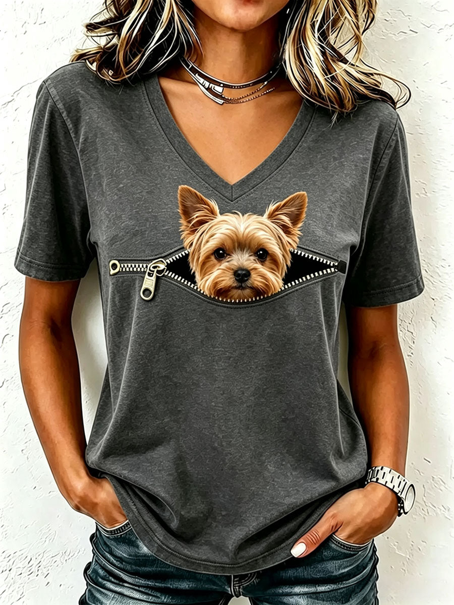 Damen-T-Shirt mit niedlichem Yorkshire Terrier