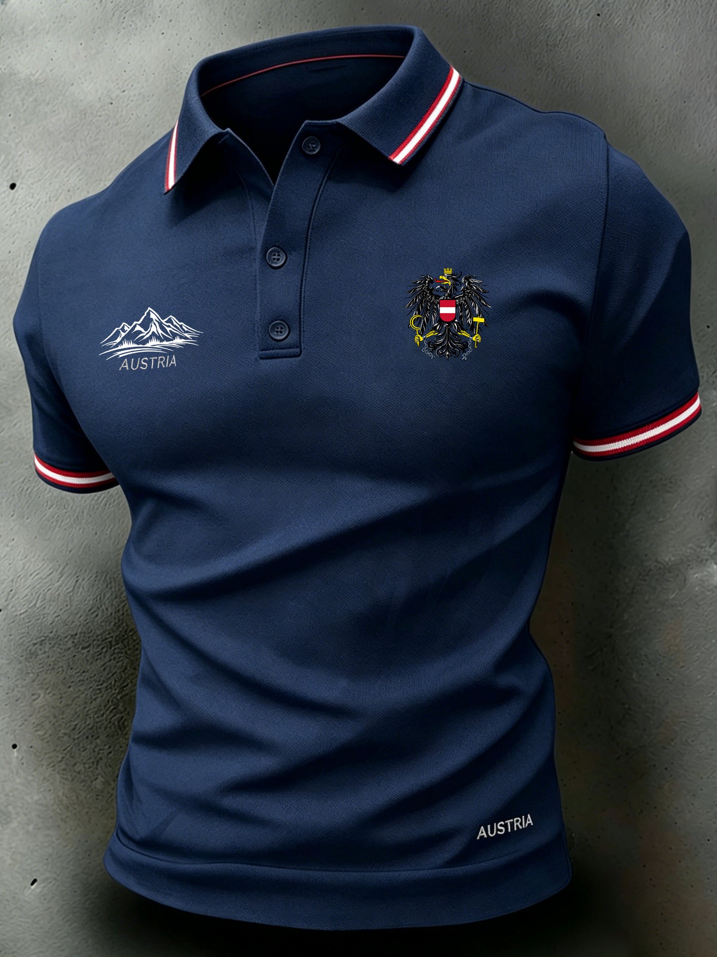 Herren-Poloshirt im Business-Stil mit Muster, lässig geschnitten