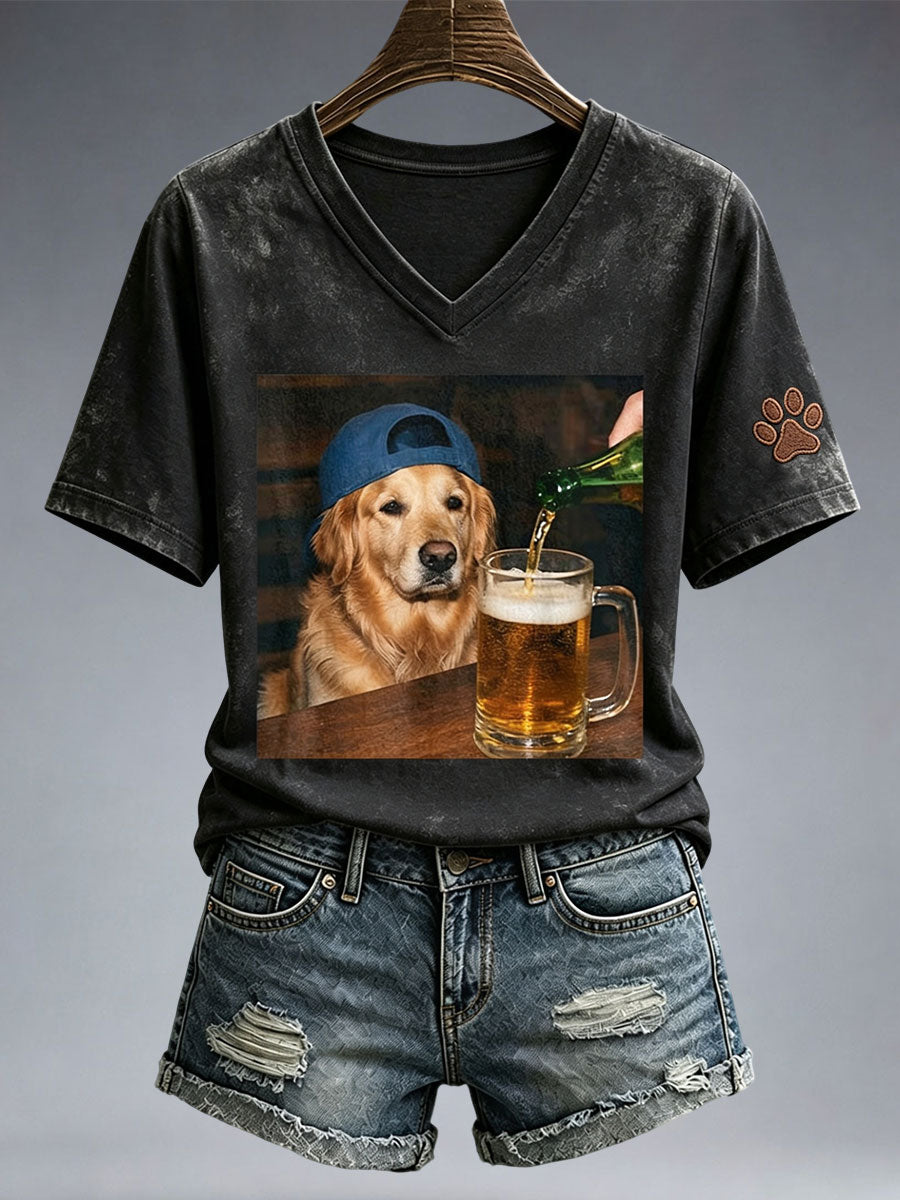 Damen-T-Shirt mit niedlichem Golden Retriever