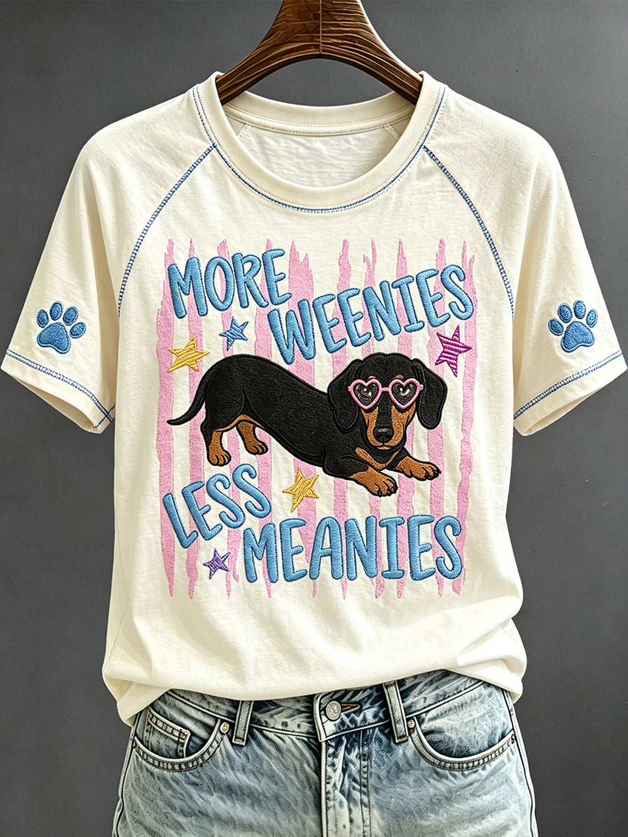 Frauen mehr Weenies weniger Meanies Lustiges Dackel Kunstdruck Kurzarm T-Shirt
