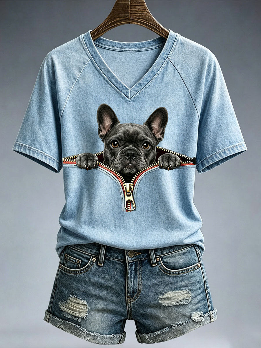 Schönes Damen-T-Shirt mit französischem Bulldogge-Design