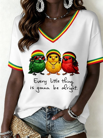 Frauen Reggae Musik V-Ausschnitt T-Shirt