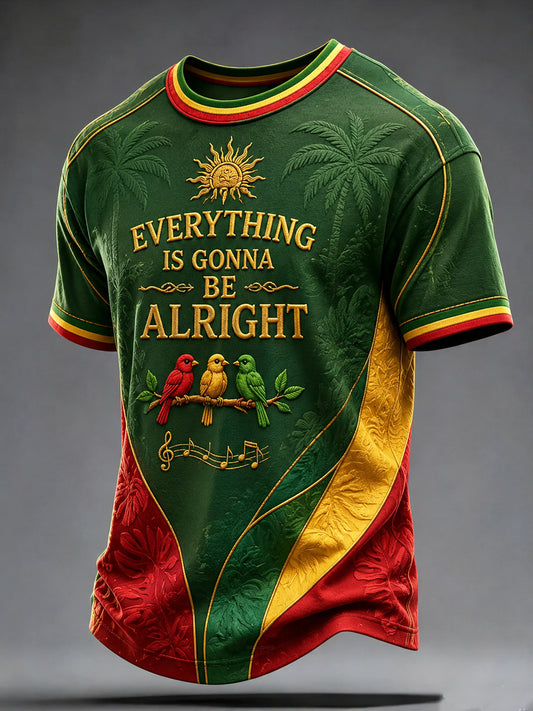 Retro Reggae-inspiriertes Patchwork-lässiges T-Shirt