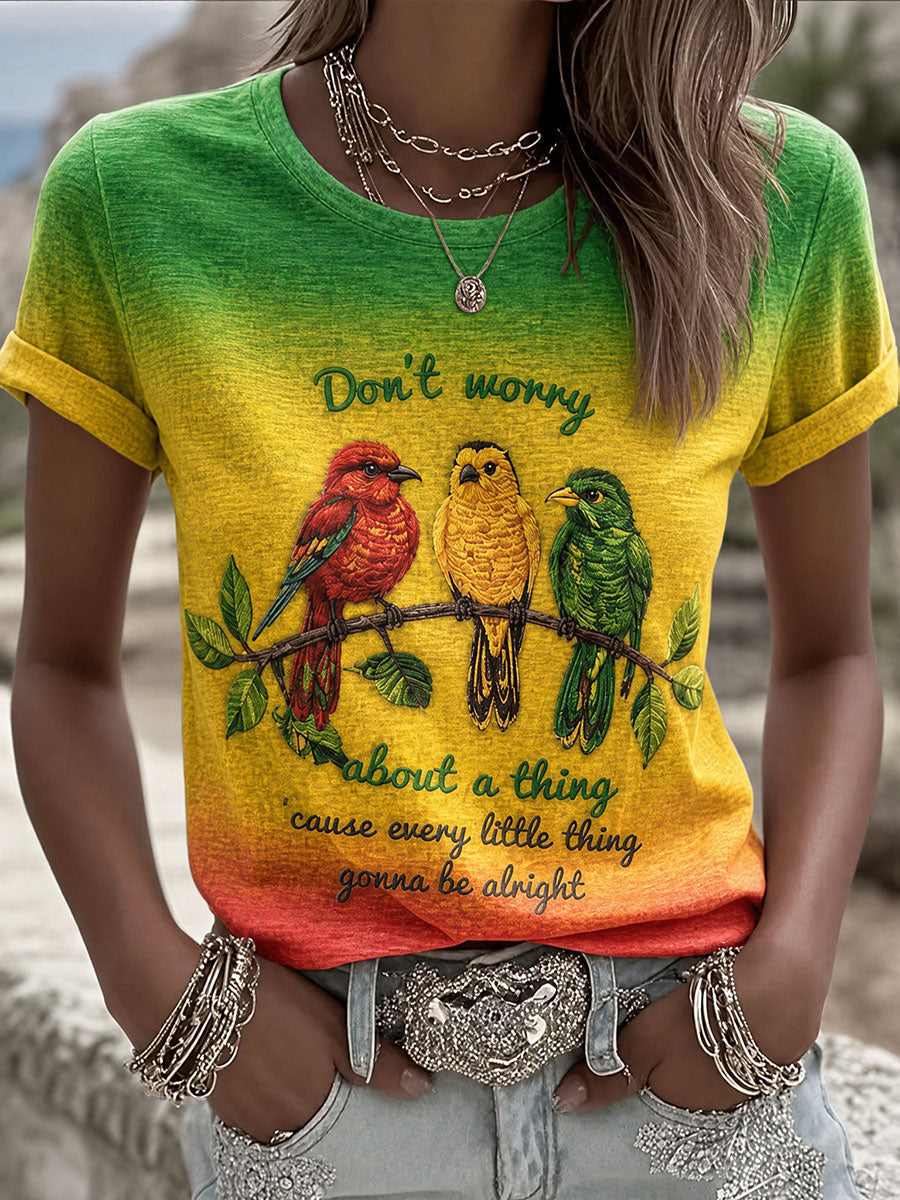 Damen‑T-Shirt mit Alltagsprint „Every Little Thing Is Gonna Be Alright“