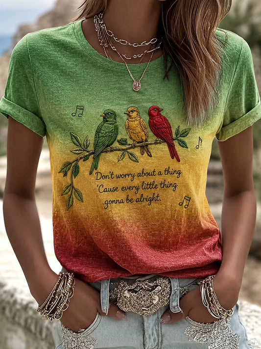 Damen‑T-Shirt mit Alltagsprint „Every Little Thing Is Gonna Be Alright“