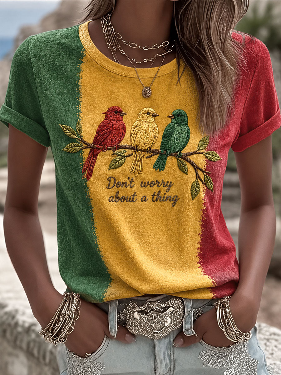 Damen‑T-Shirt mit Alltagsprint „Every Little Thing Is Gonna Be Alright“