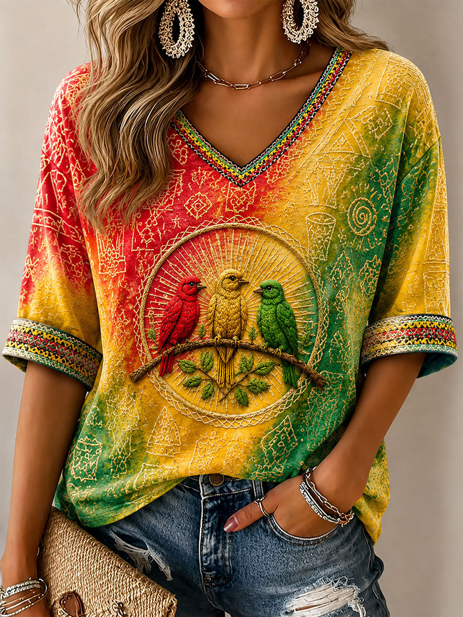 Damen‑T-Shirt mit Alltagsprint „Every Little Thing Is Gonna Be Alright“