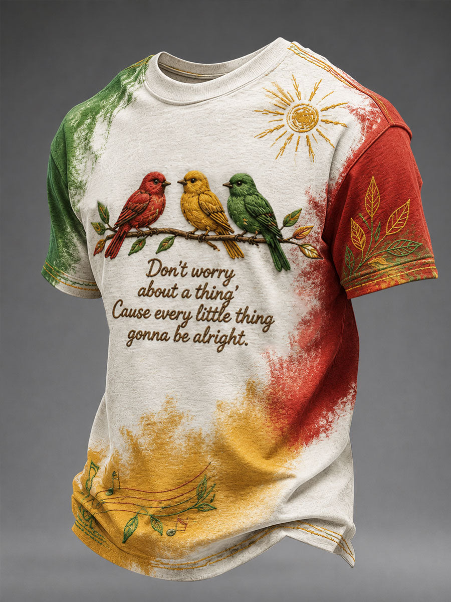 Herren-Casual-T-Shirt mit Aufdruck „Every Little Thing Is Gonna Be Alright“